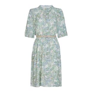 婉甸夏季新品绿花短袖连衣裙1232N67RS5A