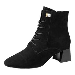 明星同款natursun粗跟时装靴冬季绒面气质瘦瘦靴百搭不累脚女靴