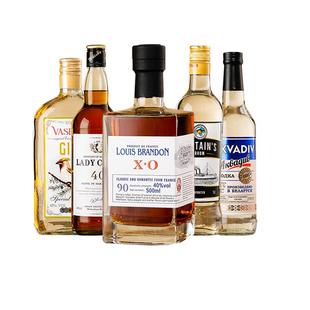 【自营】进口洋酒组合套装调酒基酒白兰地威士忌朗姆酒伏特加金酒