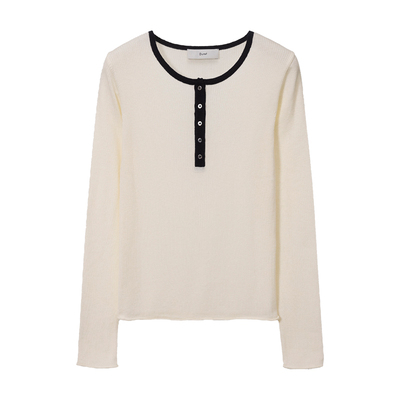 Dunst【嘟颖/白逸帆同款】2026春季纽扣圆领针织衫女UDSW6A205