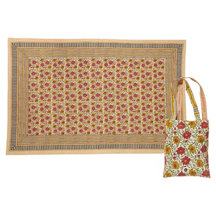 荷兰进口Doing Goods手工沙发盖毯印花床盖单件纯棉 复古午睡毯