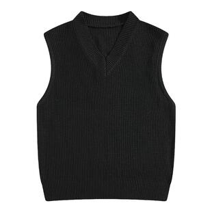 BOYUE帛跃日系简约风纯色针织背心青少年秋冬季马甲坎肩无袖上衣