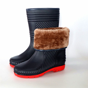 冬季新款男女雨靴雨鞋加绒加厚雨靴保暖棉靴防水雨鞋毛绒一体雨靴