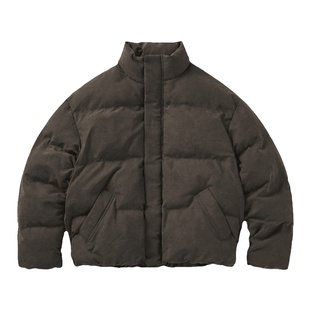 714street冬新款桃皮绒短款棉服男2024情侣装面包服宽松棉衣外套