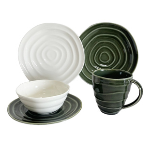 德化白瓷陆家酒店餐具高温陶瓷在水一方水波纹汤面碗陆升家用平盘