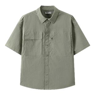 森马短袖衬衫男吸湿速干户外工装衬衣外穿2025夏季新款上衣宽松潮