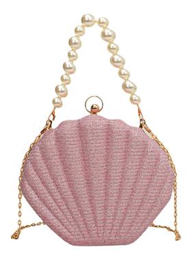 小众设计贝壳包包女2023新款时尚洋气斜挎包高级感珍珠链条手提包