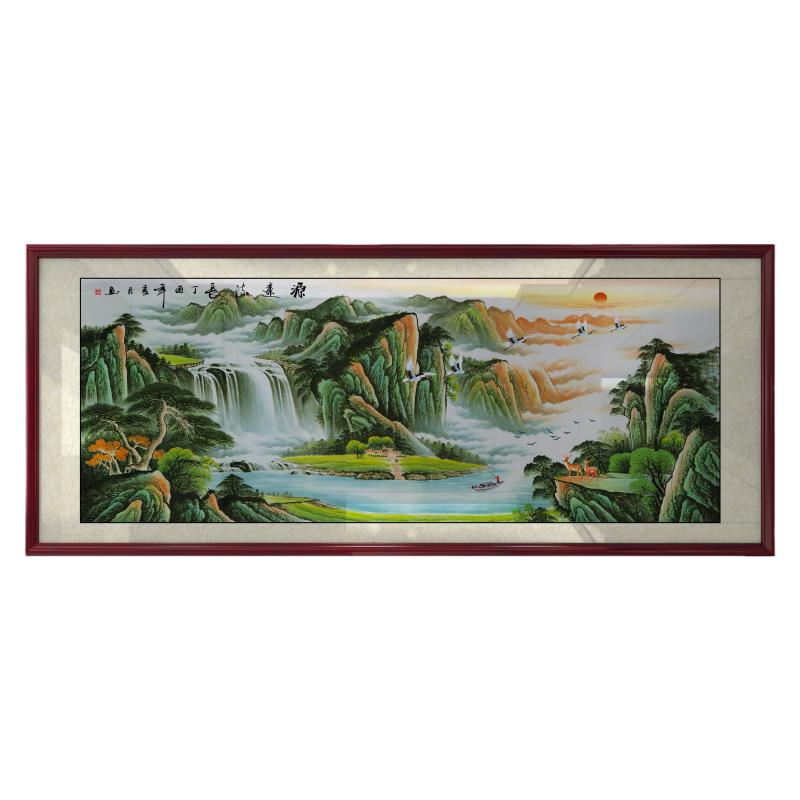 旭日东升山水画客厅有框招财风水