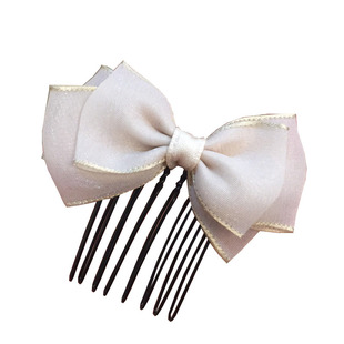 韩式甜美可爱杏白色小蝴蝶结迷你盘发丸子头刘海发卡发梳插梳发插