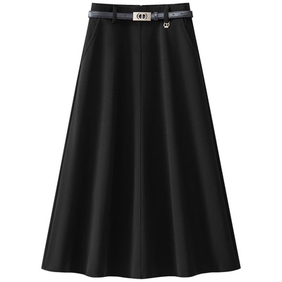 咖色毛呢半身裙女秋冬季2025新款