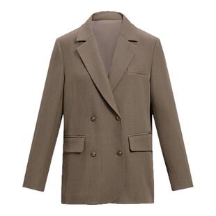 KBNE咖啡色西装领短外套女春秋新款小个子长袖上衣气质学院风外衣