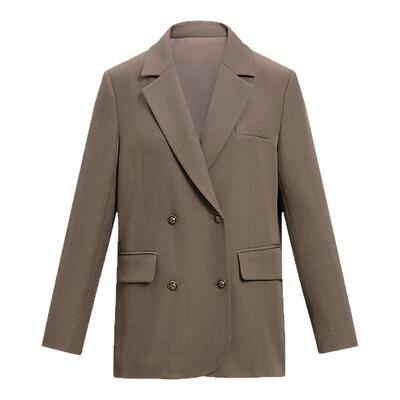 KBNE咖啡色西装领短外套女春秋新款小个子长袖上衣气质学院风外衣