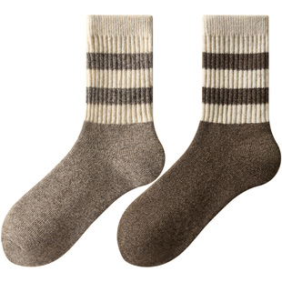 95%纯羊毛袜子女秋冬保暖中筒袜东北加厚女士毛圈男士高端羊绒袜