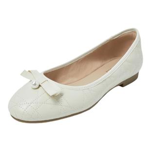 康莉羊皮平底单鞋女春秋新款真皮时尚圆头芭蕾鞋软底蛋卷鞋妈妈鞋