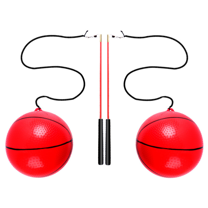老人健身球手甩甩球摔弹力球带绳