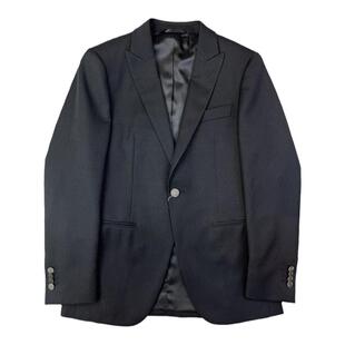 报喜鸟黑色纯色绵羊毛秋季绵羊毛男士修身商务两件西装套装西服