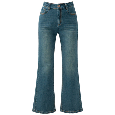 复古微喇牛仔裤女2025秋季新款高腰弹力显瘦裤子小个子九分喇叭裤