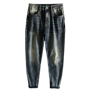 胡先生2025新品sj男牛仔裤做旧蓝色微锥形显瘦百搭修身小脚裤速觉