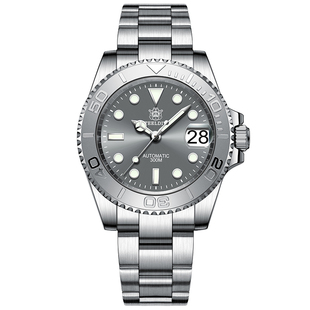 精钢灰色夜光计时陶瓷圈绿水鬼手表男士防水潜水表商务自动机械表