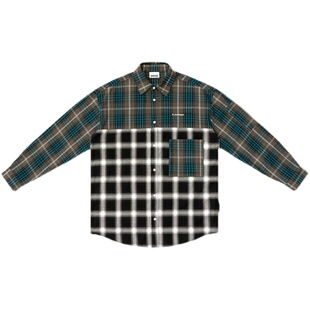 XPX 周柏豪 TWO TONE PATCHED OVERSHIRT 两色拼接格仔衬衫
