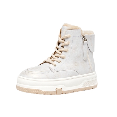 达芙妮厚底雪地靴女2025新款冬季保暖加绒加厚防滑短筒高帮棉鞋靴