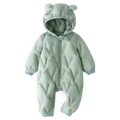 婴儿白鸭绒羽绒连体衣冬季保暖
