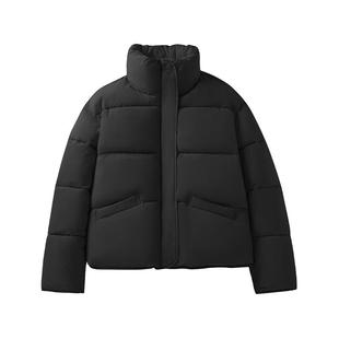 班尼路黑色立领棉服女款2025冬季新款韩版小个子短款保暖面包服N