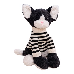 毛衣德文猫玩偶黑猫毛绒玩具卷毛猫咪公仔女睡觉抱枕娃娃生日礼物