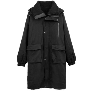 羊羔毛冬季中长款黑色棉衣2025年新款爆款过膝棉服女加厚棉袄外套