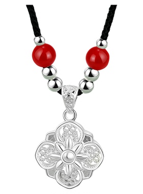 足银s999太阳花项链吊坠