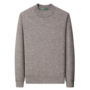 春竹100%羊绒衫男士圆领毛衣四平双股加厚保暖中年打底针织羊毛衫