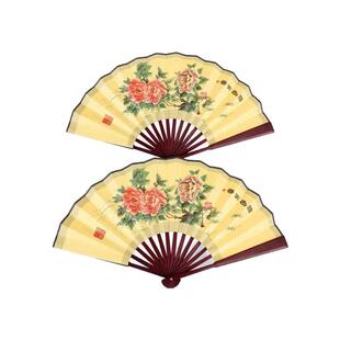 戏文说舞蹈扇子双面折扇牡丹花古风绢布京剧戏曲跳舞表演演出道具