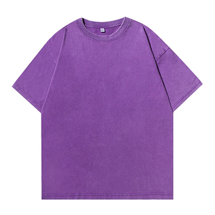 240g纯棉重磅高街vintage做旧复古短袖T恤男女同款夏水洗休闲半袖