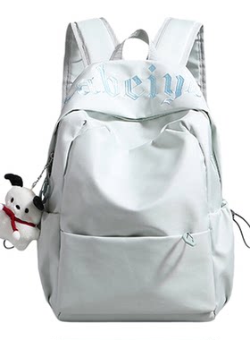 户外纯色高中学生书包女2025新款男帆布大容量双肩包短途旅行背包