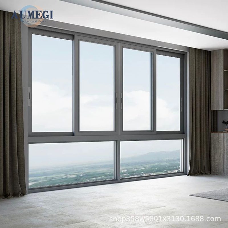 铝合金厂家定制120系列推拉窗断桥铝中空隔音玻璃三轨纱网封阳台