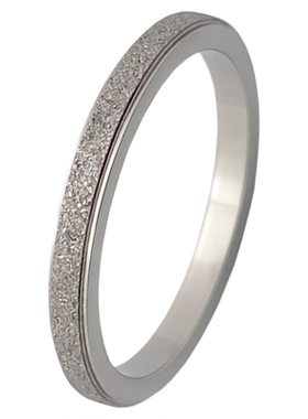 M.W18K白金情侣对戒素圈戒指磨砂