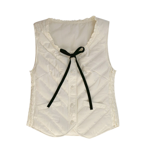 CHANGSHENG  冬季新款小个子轻薄内外搭白鸭绒羽绒马甲蝴蝶结女款