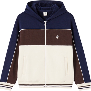 乐卡克法国公鸡2025年秋冬新品女款宽松型拉链针织加绒连帽外套