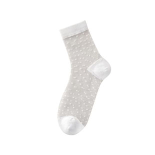 波点袜女夏春秋薄款中筒玻璃丝短袜日系超薄袜透气棉袜底水晶丝袜