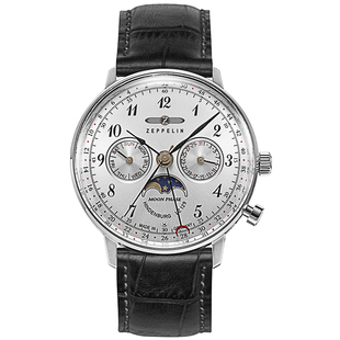 齐博林德国手表男士商务休闲石英表三针月相复古情侣对表礼盒