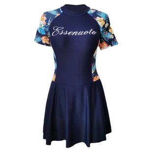 艾斯纳托泳衣女短袖胖mm连体泳装大码显瘦泳裙遮肚微胖女孩泡温泉