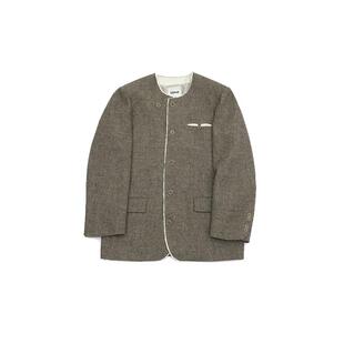 fafamoon设计师品牌 2024冬季宽松三角针撞色挂面宽肩西装外套女