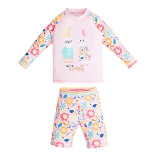 儿童泳衣女童长袖可爱分体宝宝小女孩公主洋气防晒速干5岁3游泳衣