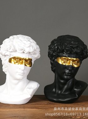 北欧风轻奢风大卫工艺品咖啡馆柜台餐厅摆设雕塑欧式装饰描金摆件