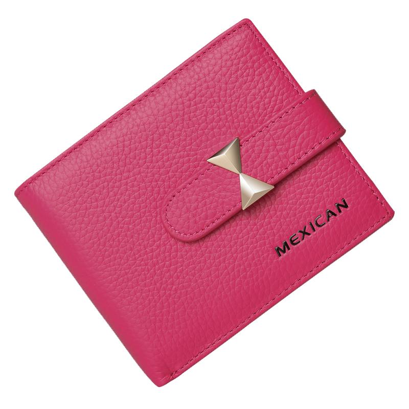 稻草人钱包女短款ins新款时尚真皮简约牛皮淑女韩版学生薄钱夹潮