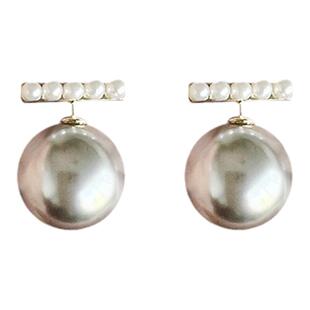 《枫丹白露》前后两戴后挂真多麻灰色珍珠耳环女小众设计耳饰耳钉