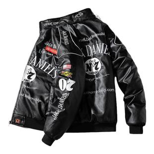 mYes牧野森冬季机车服骑行皮夹克街头复古立领保暖PU皮衣厚男外套