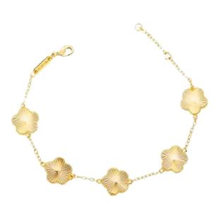 新款18k黄金五花四叶草手链仿金手串高级感幸运草手环999七夕礼物