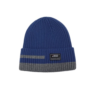 左比诗盾加绒加厚冬季户外男女款针织帽时尚潮流毛线帽双拼色帽子