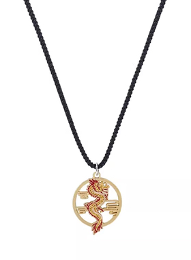 新年金龙涤纶红黑绳男女项链吊坠